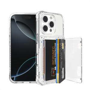 for iPhone 16 Pro Clear Wallet Case with RFID Blocking Card, Up to 5 Cards, Hybrid Protective Case with Card Holder, TPU + PC, Anti-Yellowing, 6.3" 2024