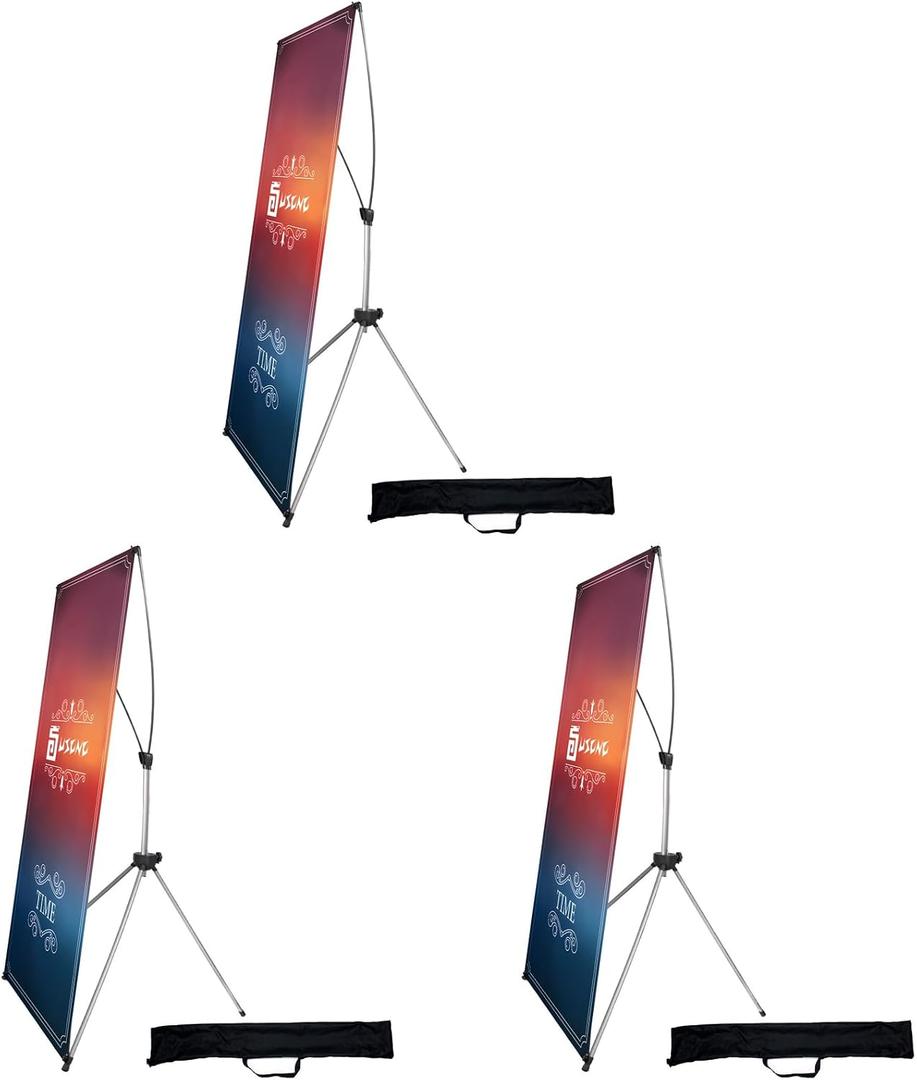 USCNC X Banner Stand Adjustable Fit Banner 23 x 63 to 32 x 78 Inch(STAND ONLY), Portable Travel Bag,Suitable for advertising, stores, exhibitions, restaurants, events, birthday parties, and other occasions (3 Pack)