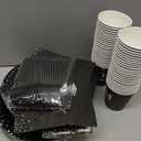 Graduation Party Supplies Plates and Napkins Serve 50,Prom Send off 2026 Disposable Paper Plates and Napkins Set Cups Knives Spoon for Class of 2026 Graduation Party Decorations Black and Silver
