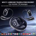 AI Translation Earbuds Real Time, 3-in-1 Translator Earbuds 144 Languages & Accen, Openair 5 OWS Translation Wireless Bluetooth Earphones, Open Air Translator Earphones fit iOS & Android (Black)