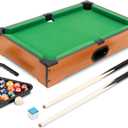 Mini Pool Table - 20-Inch Portable Tabletop Billiards Game with Cue Balls, Sticks, Chalk, Brush, and Triangle Rack - Table Games by Hey Play