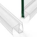 Bathroom Shower Glass Door Bottom Seal Strips, Length 36 Inch 2PCS Transparent PVC Door Bottom Seall Strips for 5/16" (8MM) Thick Framless Glass Panel