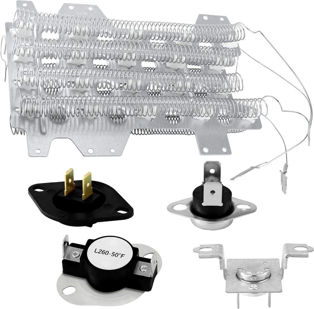 DC47-00032A Dryer Heating Element Kit- Replacement for 3 Wire Samsung DC93-00154A Heater, include DC96-00887A DC47-00016A Thermal Fuse, DC47-00018A Thermostat, DC32-00007A Thermistor by TOMOON
