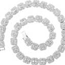  20.5" HH Bling Empire Iced Out Chains for Men Silver and Gold Diamond Tennis Necklaces-Mens Hip Hop Baguette Tennis Chains