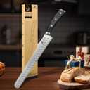CoquusAid Bread Knife for Homemade Bread, 10.6 Inch Multifunction Serrated Knife, Razor Sharp Slicer, High Carbon German Steel Bread Cutter, Ergonomic Handle Design for Sourdough Turkey Fruit Cutting