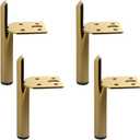 Osring Modern Furniture Legs 5 Inch Metal Furniture Table Leg Gold, Steel Side-Mounted Sofa Cabinet Feet Set of 4, Also for Home Coffee Table Feet DIY Replacement