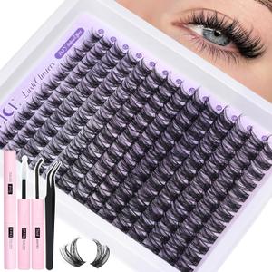 ALICE Lash Clsusters Kit Wispy Eyelash Clusters Kit Cluster 10-18mm Natural Eyelash Extension Kit 168pcs Thin Band Individual Lashes Kit with Lash Glue Bond and Seal DIY at Home