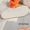Halloween Pumpkin Cozy Slippers Spooky Comfy Autumn Winter Slippers, Fuzzy Plush Winter Indoor Outdoor (Black)