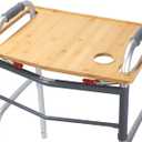 Walker Tray Table with Cup Holder - Multipurpose Bamboo Tray for Seniors, Crafts, Laptops - Walker Accessories (Bamboo Wood-A)