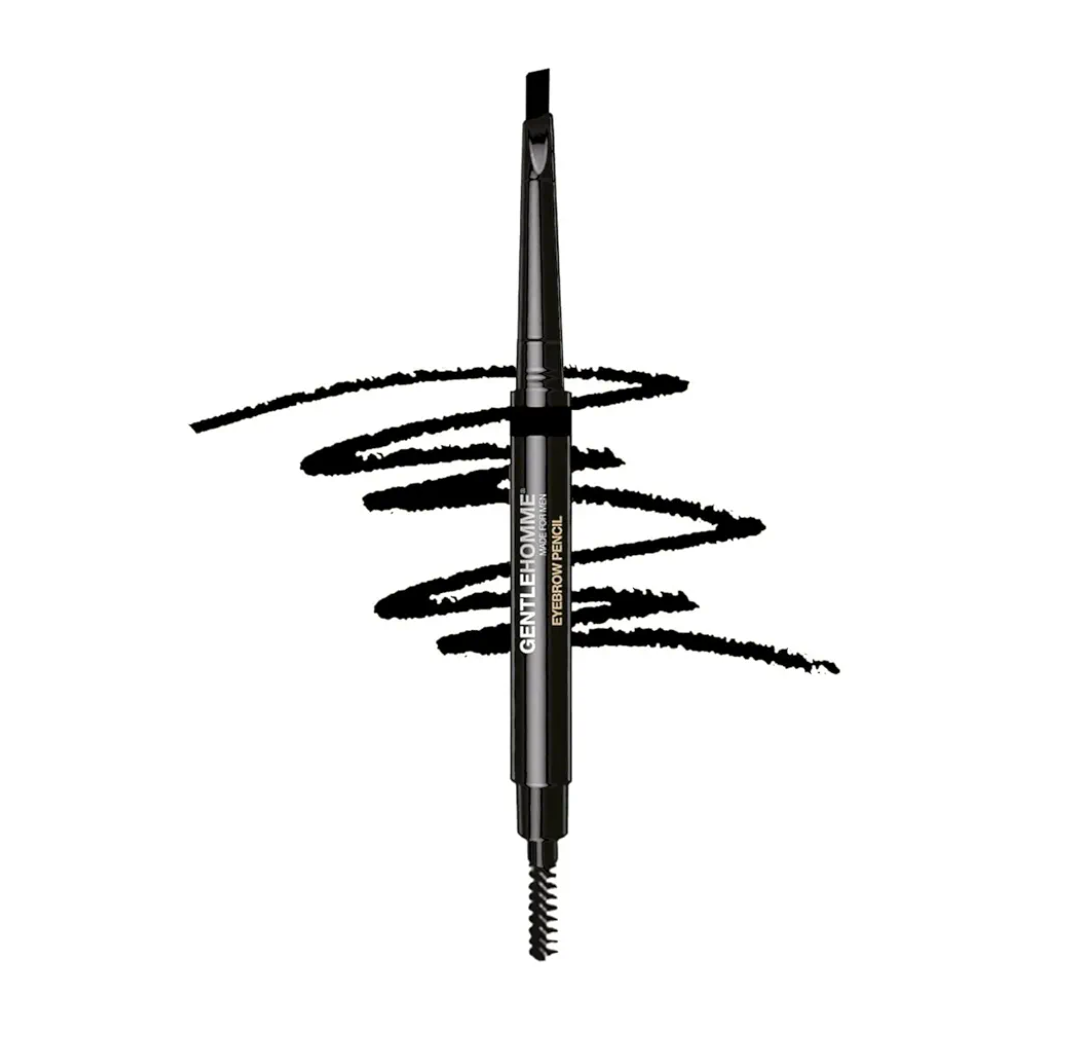 Men's 2-in-1 Eyebrow Brush & Pencil - Shape, Define & Fill In - Ultra-Thin, Long-Lasting Black - Vegan