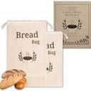 New Living Organic Linen Cotton Bread Bags 2 Pack | Extra Large 44x35 cm | Reusable Bread Storage Bags