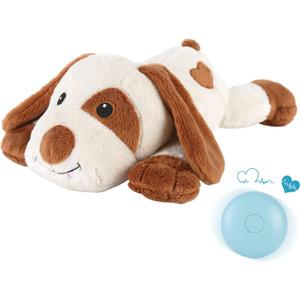 Heartbeat Dog Toy for Puppy- Helps for Dog Anxiety Relief and Calming Aid, Stuffed Animal Anxiety Calming Behavioral Aid Puppy Heartbeat Toy Sleep aid for Dogs Cats Pets (White)