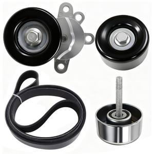 11955JA10D Engine Serpentine Belt and Drive Belt Tensioner Idler Pulley Kit Fit for 2009-2014 Nissan Maxima 3.5L V6 Replace 39155 11925JA100 11955JA10A 11925JA11A 7PK1705 SK107054