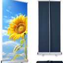 Retractable Roll Up Banner Stand - 33"x80" Heavy Duty Adjustable Display with Carrying Bag, Perfect for Trade Shows, Conferences, Events & Promotions - Easy Setup, Reusable Banner Holder (1)