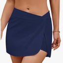 GRAPENT Women's Swim Skirt High Waisted Asymmetric Wrap Bikini Tankini Bathing Suits Bottoms Side Split Swimsuit Skirts L