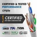 Cmple - Cat6 Cable 1000ft Bulk Lan Ethernet Cat 6 Wire Network UTP 23AWG CMR Riser 10Gbps 550 MHz Pull Box 1000 Feet, White