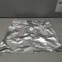 Metallic Shiny Skirts Y2K Low Waist Sparkly Rave Bodycon Mini Cargo Skirts with Pocket (Gray, L)