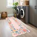 GAOMON 5x7 Pink Scalloped Area Rugs for Living Room Ultra Soft Washable Rugs for Bedroom Non Slip Nursery Rug Non Shedding Kids Rug Modern Floral Playroom Carpet for Bedroom Dining Room
