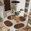 ADRIMER Placemats, Heat Resistant Oval Placemats Set of 12 Washable 12 x 17 Inch, Waterproof Table Mats, Wipeable Pu Place Mats for Kitchen, Dining Room, Brown, 12Pcs, 12" x 17"