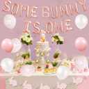 Some Bunny is One Theme Birthday Party Decorations Pink Rabbit For Girls Birthday Party Decoration Supplies Balloons Bunny Garland