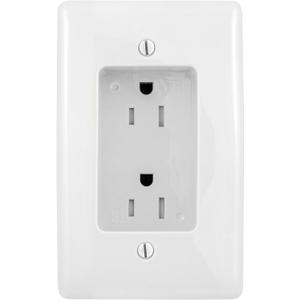Bryant Electric RR1510W Box Mount 1-Gang Recessed TV Connection Outlet Plate with 15 Amp 125V Tamper-Resistant Duplex Receptacle, White