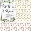 Bucherry Bridal Shower Games with Rings Funny Hunt Games Sign Wooden Game Sign and 100 Mini Plastic Fake Rings with Diamond for Bride Shower Game Wedding Winner Gifts Party Favors(Leaf)