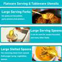Serving Utensils, 15 Pcs Stainless Steel Large Flatware Serving Tools Kit, Included Spoons, Forks, Tongs, Slotted Spoon, Ladle, Cake Server for Kitchen Catering Banquet Wedding Buffet Party, Gold