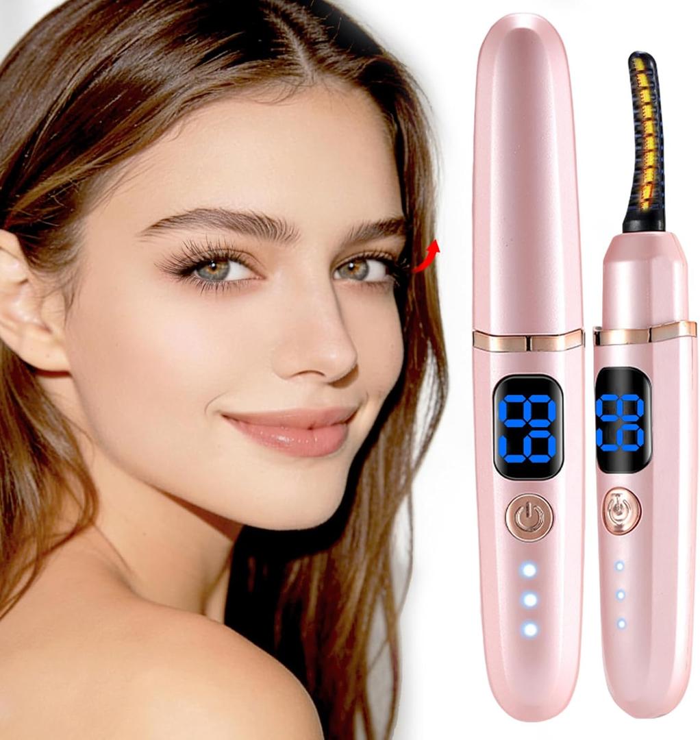 Heated Eyelash Curlers with Battery Indicator, Electric Eyelash Curler 3 Temperature Modes LED Display USB Rechargeable Makeup Tools, Heated Lash Curler Ideal Christmas Gift for Women W22