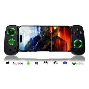 arVin Mobile Gaming Controller for iPhone Android with Phone CASE Support & Green Light, Wireless Gamepad for iPhone/iPad/Samsung/Tablet/Switch/PS4/PC, Play Xbox Cloud Gaming/PS Remote Play/Steam Link, Size: Green Light Version(D7), Color: Black with Green Light