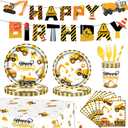 194Pcs Construction Plates Birthday Party Supplies Decorations Serve 24 | Includes Napkins Cups Tablecloth and Banner | Boys Construction Themed Birthday Party