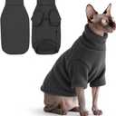Idepet Sphynx Cat Warm Turtleneck Sweater Hairless Cats Shirt Pullover Kitten T-Shirts Thick Soft Fleece Clothes Cute Outfit Coat Pajamas for Cats and Puppy (Dark Gray, X-Small)