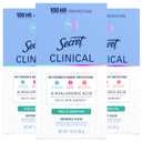 Secret Clinical Strength Antiperspirant Deodorant for Women, Free & Sensitive, 100hr Sweat & Odor Protection, 3X Stress Protection with Hyaluronic Acid, Invisible Solid, Unscented, 1.6 oz (Pack of 3)