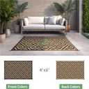 sarben Outdoor Rug for Patio - Waterproof Plastic Straw Camping Rugs 4x6 ft, Reversible Outdoor Indoor RV Mat Carpet for Patio, Porch, Deck, Balcony, Picnic, Beach, Black Brown