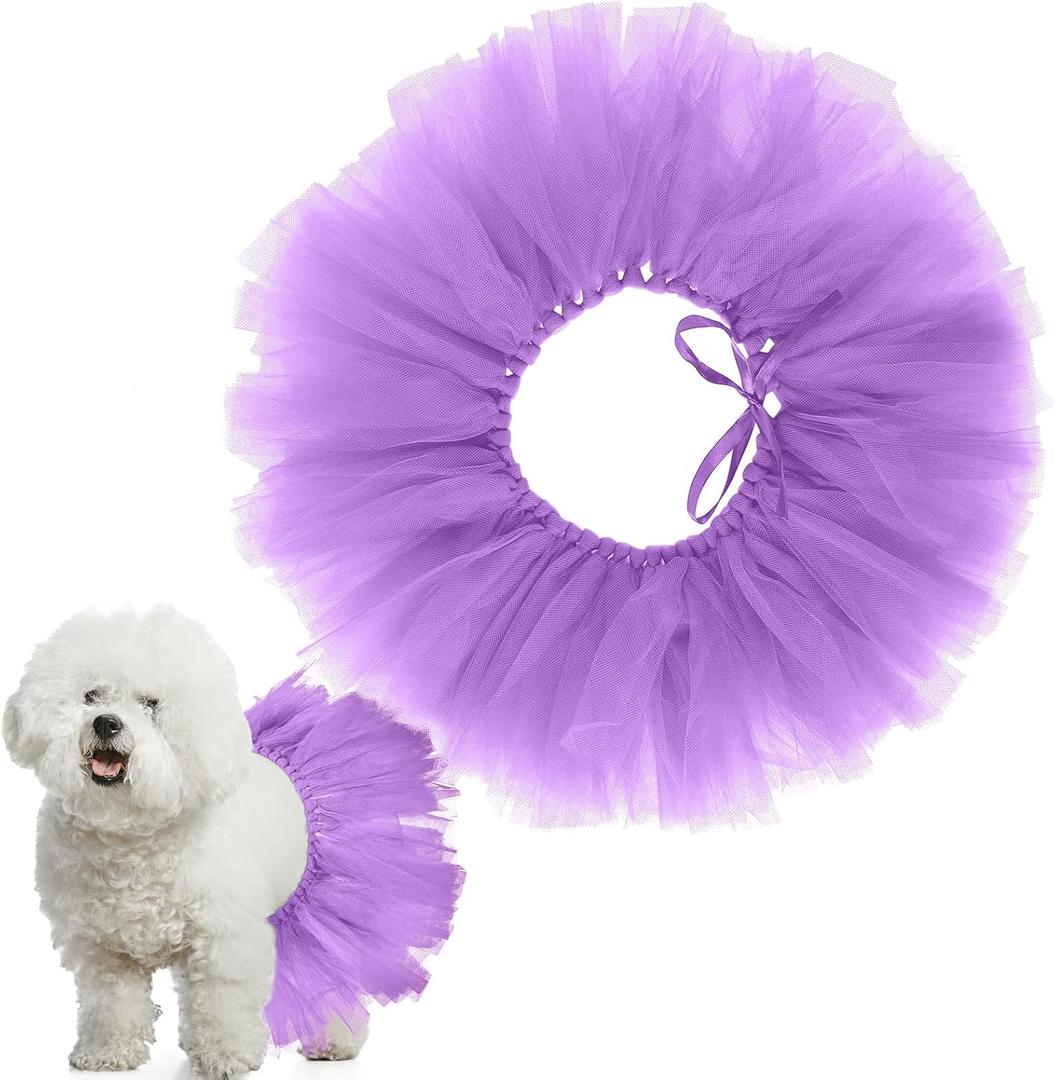 Dog Tutu Tulle Tutu for Dogs Small Large Medium Puppy Dress Ballerina Costume Skirt for Holiday Puppy Cats Bunny Pet Outfit Birthday Wedding Party Photo Prop Supplies(Purple)