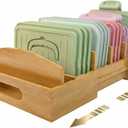 Lid Organizer for Cabinet  Bamboo Kitchen Storage for Plastic Lids, Adjustable Drawer Dividers, Food Container Organizer (Fits Cabinets & Drawers) (Large)