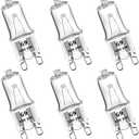 YBEK G9 Halogen Bulb 120V 25W T4 Type 2 Pin Base, Replacement for Range Hood Lights, Bathroom Light Bulbs, Microwave Ovens Candle Warmer Light Bulbs, Wax melt Bulbs Dimmable Warm White (6 Pack)