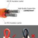 30FT 9M Orange One-Piece Solar Panel Extension Cable, 12AWG 4mm Solar PV Wire with IP68 Female & Male Waterproof Connectors, Flame Retardant Protective Sleeving for Home, RV, Solar Energy Systems