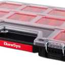 Tools Organizer, Small Parts Storage Toolbox, 17.3 * 13.7 * 2.5" Durable Hardware Box Storage, with Removable Inner Cups