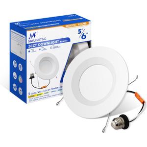 mw LED Recessed Lighting 6 Inch Retrofit,2700K/3000K/3500K/4000K/5000K,6 LED Can Light Retrofit,Smooth Trim,14W Equal 100W,1100LM,IC & Wet Rated, ETL and California JA8 Certified