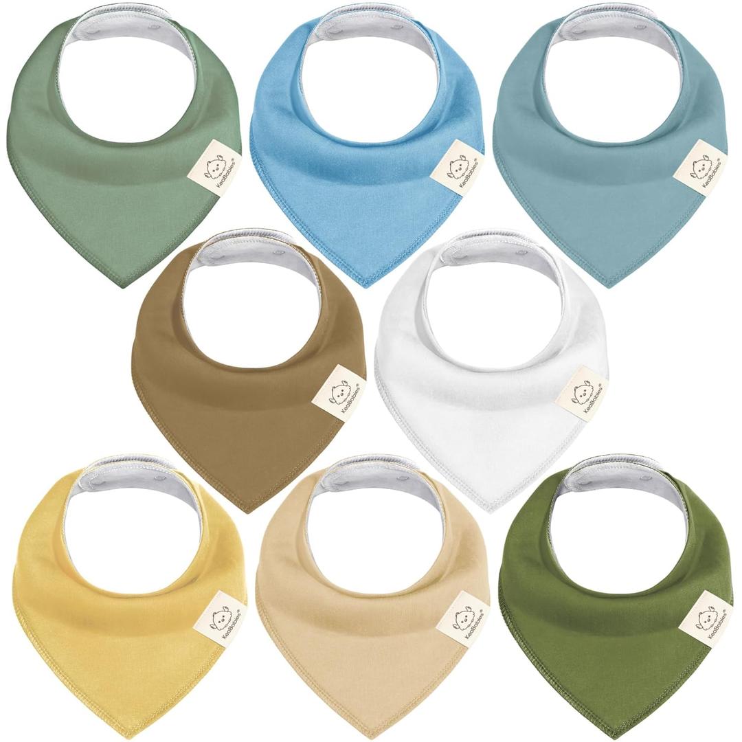 KeaBabies 8-Pack Organic Baby Bandana Bibs for Boys, Girls - Super Absorbent Triangle Baby Bibs for Drooling and Teething Infant, 100% Cotton Extra Soft for Newborn, Infant 0-36 Months (Daybreak)