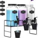 Liquid Laundry Detergent Dispenser, Three 2.2L Laundry Detergent Dispenser Glass Jar for Liquid Detergent, Fabric Softener- Laundry Soap Dispenser for Laundry Room Organization