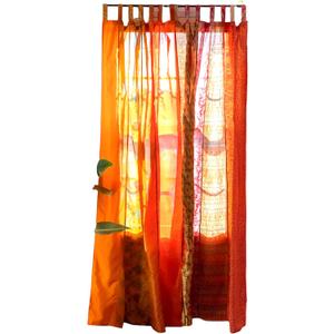 Assorted Hippie Colorful Curtains Light-Filtering  Boho Curtains, Bed Canopy Panel, Tapestry or Window Treatment Patchwork Orange Color (84 X 43 Inches)