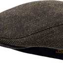 STARANCE Men Hat Wool Blend Newsboy Ivy Tweed Flat Cap (Herringbone Coffee, 7 3/ 4)