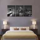 Philadelphia Cityscape Canvas Painting Wall Art Skyline at Night Framed Canvas Art Prints Native American Wall Artwork Pennsylvania, USA Canvas Poster Decorations for The Home, 60" Wx28 H, 20"x28"x3 Panels