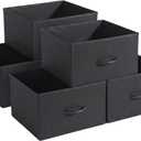 6 Pack Drawers For Fabric Dresser, Collapsible Non-Woven Storage Cubes With Handles, Closet Wardrobe Clothes Blanket Organizer Bins, Bedroom Space Saving Non-Washable Dresser Drawers, Black