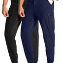 Men's Athletic Joggers Stretch Sweatpants with Zipper Pockets Running Workout Gym Track Golf Pants for Men L