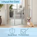 Pet Gate - 3-Panel Indoor Foldable Dog Fence for Stairs, Hallways, or Doorways - 54x24-Inch Retractable Wood Freestanding Dog Gates by PETMAKER (Gray)