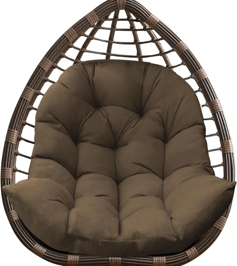 DANGHOOGY Egg Chair Cushion, Waterproof Outdoor Egg Replacement Cushions, Patio Chair Cushions for Outdoor Funiture, Thickened Hanging Chair Cushion, 35x47x7 Inches (Brown), Patio Furniture Cushion