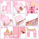 Bucherry 13 Pcs Princess Party Decorations Pink Princess Cardboard Castle Playhouse Large Royal Castle Girl Birthday Party Decoration 43 x 51 Cardboard Fort for Pink Baby Shower Decorations Kit