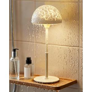 Shower Lamp - Waterproof Bathroom Lamp with 7 Color Ocean Wave Projector, Rechargeable Shower Light with Touch & Remote Control, Cordless Light for Inside Shower/Bathtub